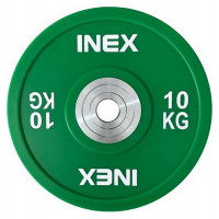 Олимпийский диск в уретане 10кг Inex PU Bumper Plate TF-P2100-10 зеленый\белый