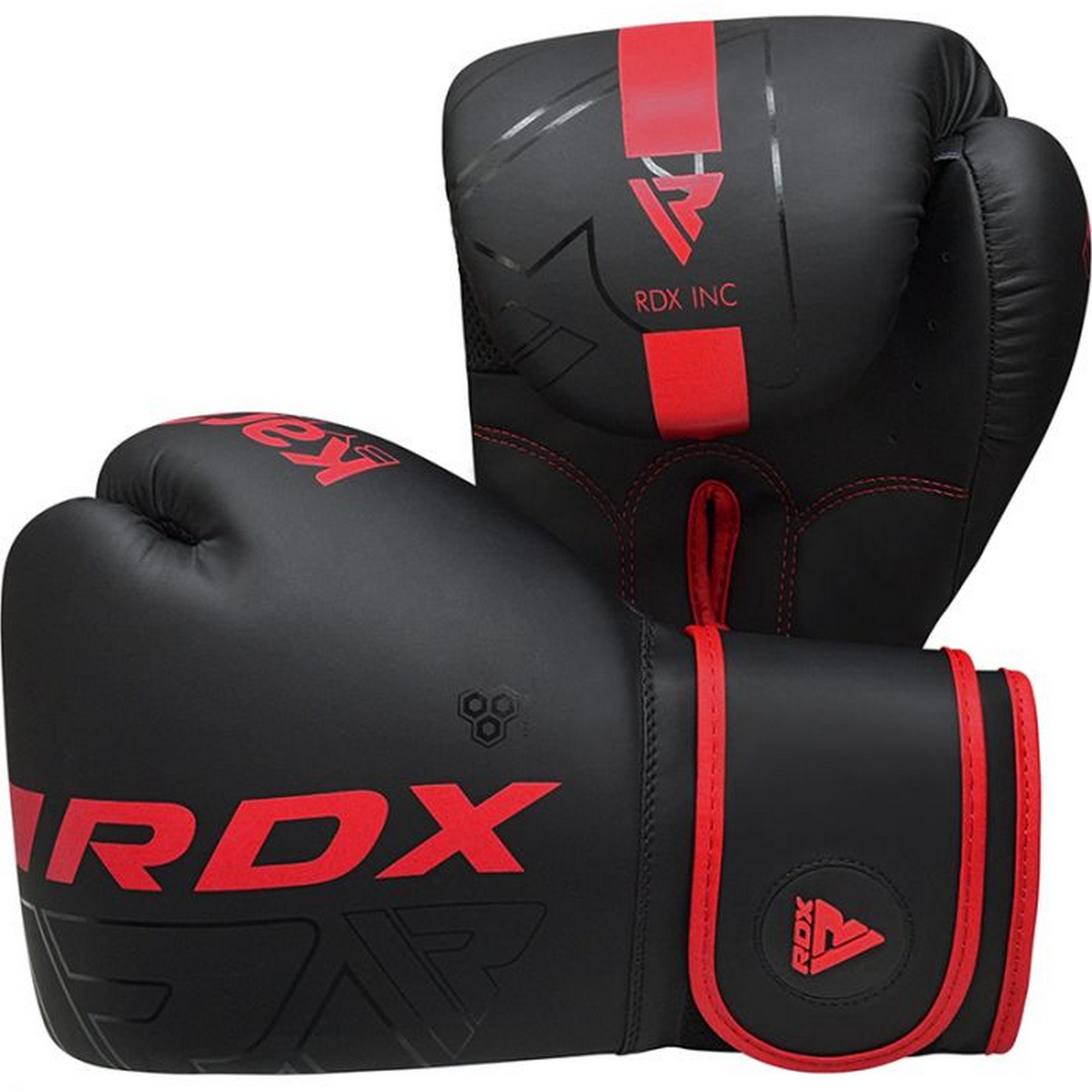 Перчатки тренировочные RDX BGR-F6MR-12OZ черный\красный матовый 2000_2000