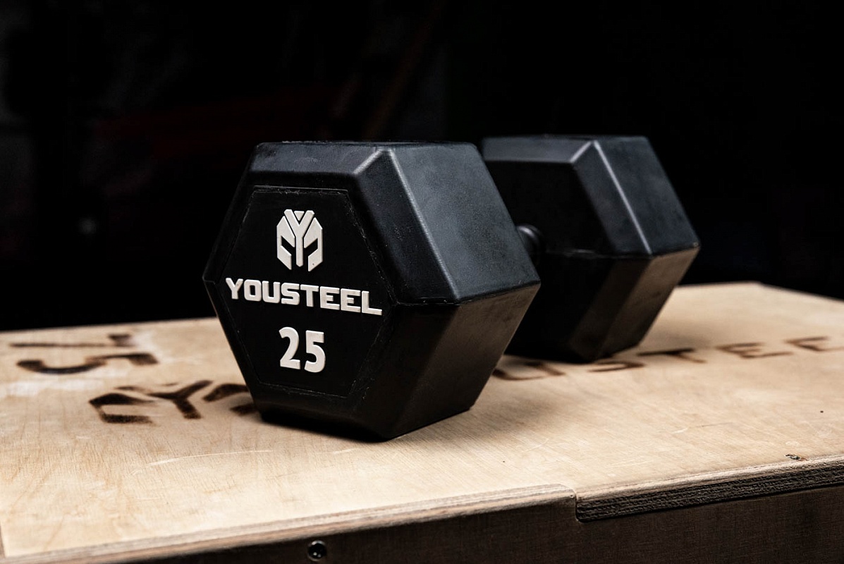 Гантель обрезиненная YouSteel HEX DB 30 кг 1197_800